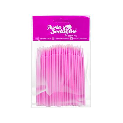 Imagem de Kit 100 Aplicador Microbrush Bastão Fino para Extensão Alongamento de Cílios Rosa