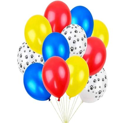 Imagem de Kit 100 Balões Festa Patrulha Canina Tira Arco Desconstruído 5 Metros, Balão de Aniversário, Balão Amarelo, Azul, Vermelho