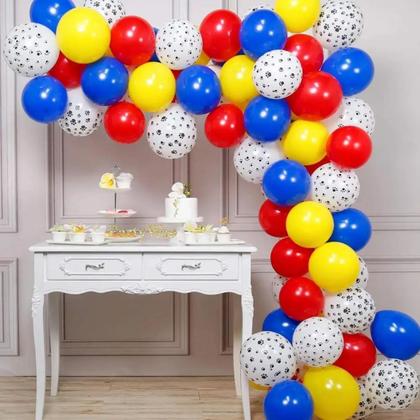 Imagem de Kit 100 Balões Festa Patrulha Canina Tira Arco Desconstruído 5 Metros, Balão de Aniversário, Balão Amarelo, Azul, Vermelho