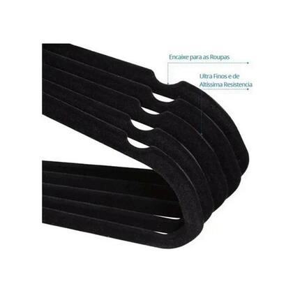 Imagem de Kit 100 Cabides De Veludo Slim Antideslizante Ultrafino Para Roupa