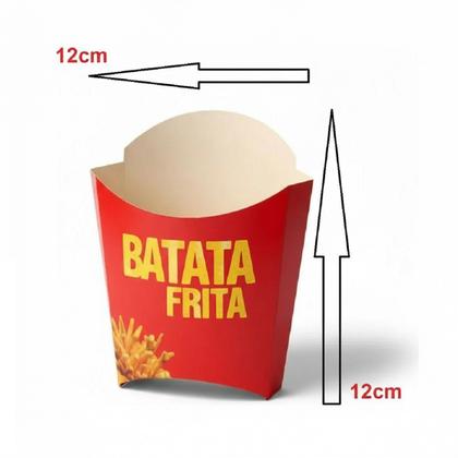 Imagem de Kit 100 Caixa Embalagem Grande Batata Frita 12x12 Clássica