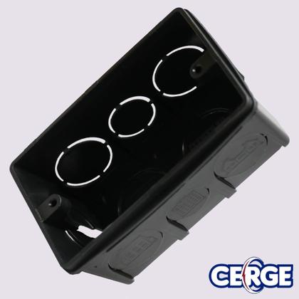 Imagem de Kit 100 Caixinha de Luz Preta 4x2 Reforçada para Tomada Interruptor Parede Gesso Cerge 7080