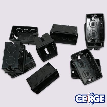 Imagem de Kit 100 Caixinha de Luz Preta 4x2 Reforçada para Tomada Interruptor Parede Gesso Cerge 7080