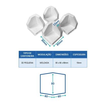 Imagem de Kit 100 Cantoneiras de Isopor Quadrado Proteção 8x8x8cm