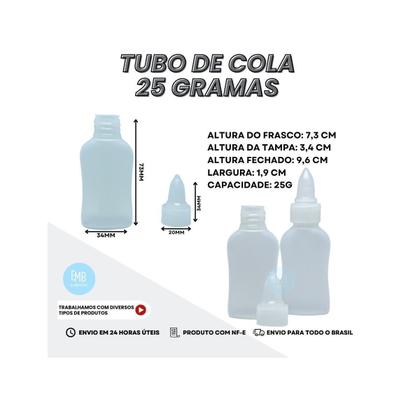 Imagem de Kit 100 Cola Branca Liquida Tubo Vio 25 Gramas Com Tampa