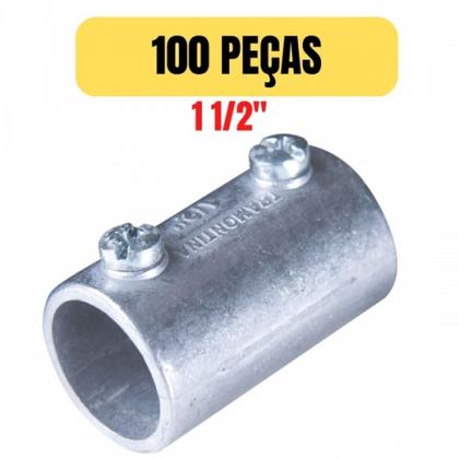 Imagem de Kit 100 conector unidut aluminio luva sem rosca 1 1/2 tramontina