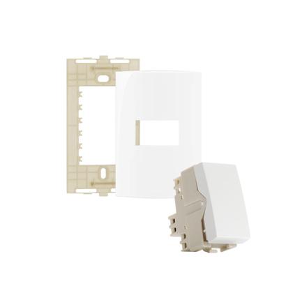 Imagem de Kit 100 conjunto interruptor simples 4x2 10a 250v com placa margirus sleek branco