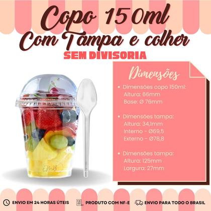 Imagem de Kit 100 Copo Bolha 150ml Com Colher Descartável Transparente