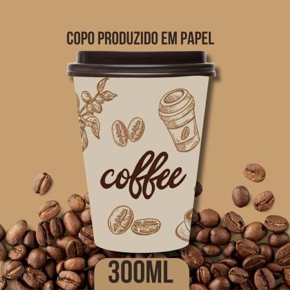 Imagem de Kit 100 Copos de Café Descartável Papel 300ml Biodegradável Branco com Tampa Lyor