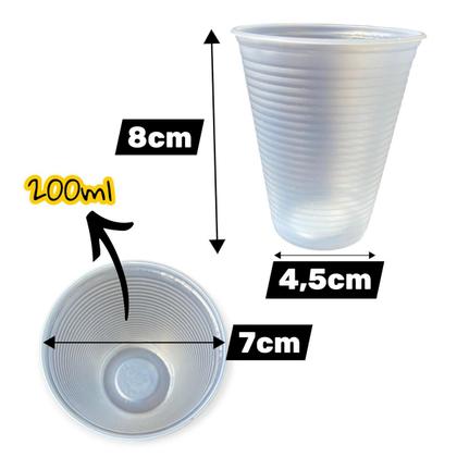 Imagem de Kit 100 Copos Descartável Transparente 200ml p/ água suco
