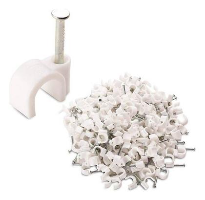 Imagem de Kit 100 Fixador De Fios Cabos Parede Com Prego 10mm