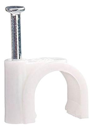 Imagem de Kit 100 Fixador De Fios Cabos Parede Com Prego 10mm