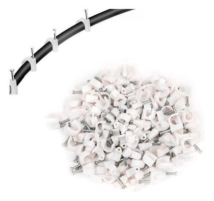 Imagem de Kit 100 Fixador De Fios Cabos Parede Com Prego 10mm