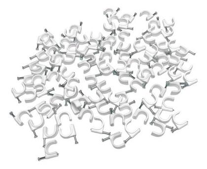 Imagem de Kit 100 Fixador De Fios Cabos Parede Com Prego 10mm