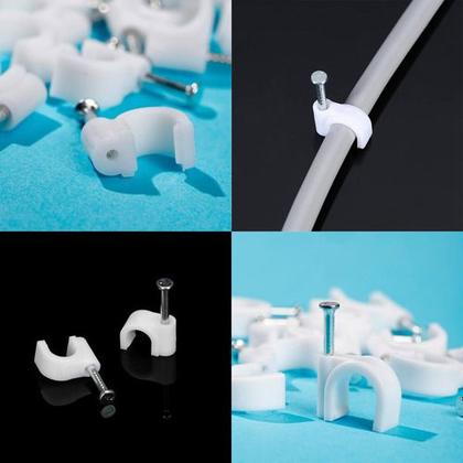 Imagem de Kit 100 Fixador De Fios Cabos Parede Com Prego 10mm