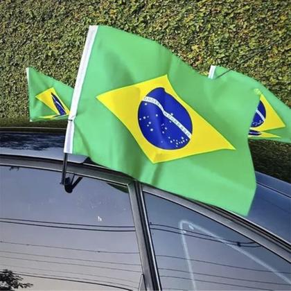 Imagem de Kit 100 Haste Suporte Para Bandeira Brasil P/ Vidro De Carro
