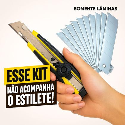 Imagem de Kit 100 Lâminas Estilete Larga 18mm Vonder Profissional Reforçada Segmentada Original