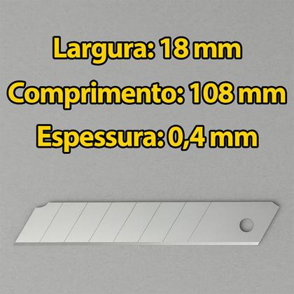 Imagem de Kit 100 Lâminas Estilete Larga 18mm Vonder Profissional Reforçada Segmentada Original