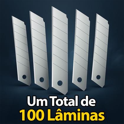 Imagem de Kit 100 Lâminas Estilete Larga 18mm Vonder Profissional Reforçada Segmentada Original