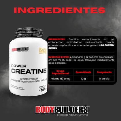 Imagem de Kit 100% Like Whey Pure Protein 1,8kg + Power Creatina 100g + BCAA 100g Tangerina + Coqueteleira - Bodybuilders