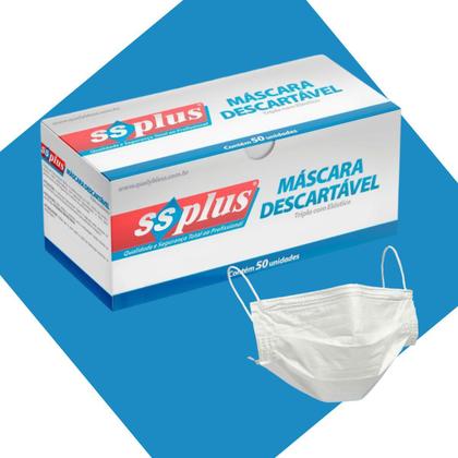 Imagem de Kit 100 Máscaras Descartáveis de Proteção Facial Tripla