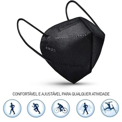 Imagem de Kit 100 Máscaras Descartáveis KN95 WWDoll Cinco Camadas Preta com Clipe Nasal