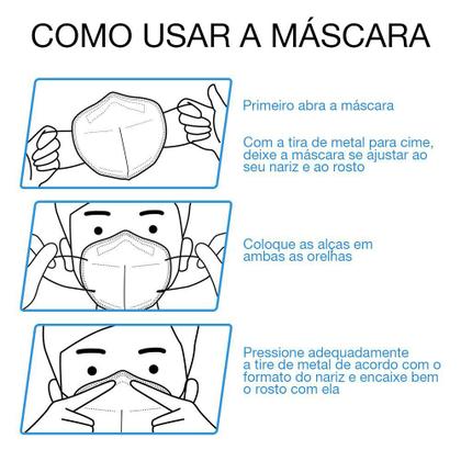 Imagem de Kit 100 Máscaras Descartáveis KN95 WWDoll Cinco Camadas Preta com Clipe Nasal