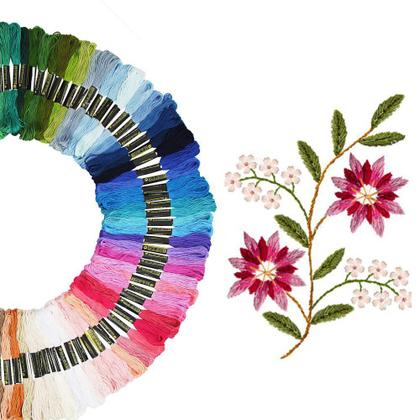 Imagem de Kit 100 Meadas Para Bordado Diversas Cores Sortidas 8m/6 Fio