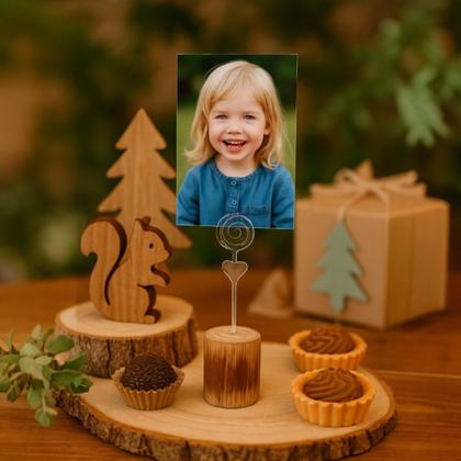 Imagem de Kit 100 Mini Porta Retrato Foto Redondo Madeira Lembrancinha