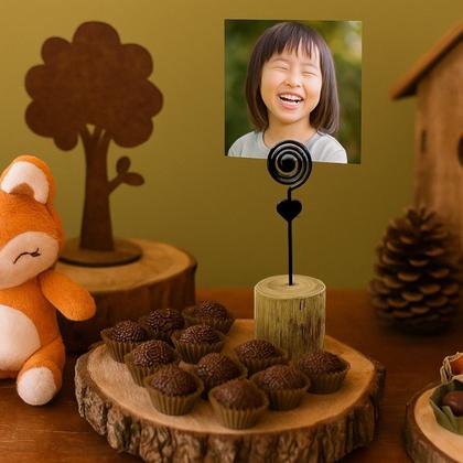 Imagem de Kit 100 Mini Porta Retrato Foto Redondo Madeira Lembrancinha