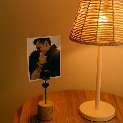 Imagem de Kit 100 Mini Porta Retrato Foto Redondo Madeira Lembrancinha