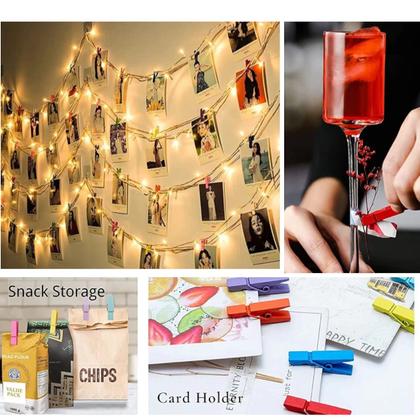 Imagem de Kit 100 Mini Prendedor Pregador Madeira 2,5cm Colorido