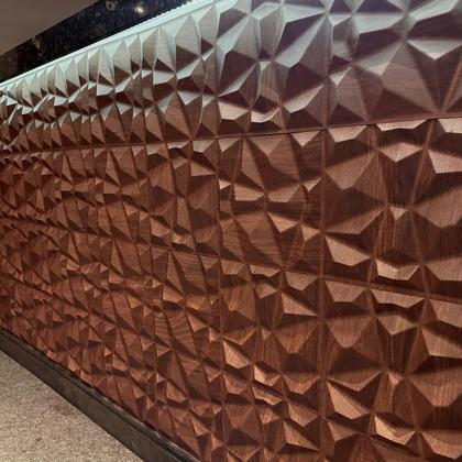 Imagem de Kit 100 Placas 25x25cm 3D Decorativa Revestimento Diamante Madeira PVC Auto Relevo