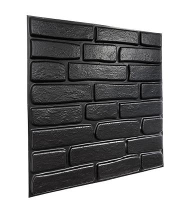 Imagem de Kit 100 Placas Revestimento De Parede Pvc 3D Tijolinho Preto