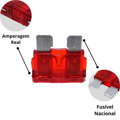 Imagem de Kit 100 Porta Fusível Lâmina Com Fio 2,5mm e 100 Fusíveis Misto Variados Amperagem à Escolha