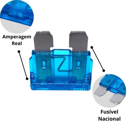 Imagem de Kit 100 Porta Fusível Lâmina Com Fio 2,5mm e 100 Fusíveis Misto Variados Amperagem à Escolha