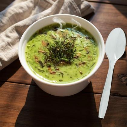 Imagem de Kit 100 Potes Cumbuca Isopor 200ml +Colheres p/ sopas Festa