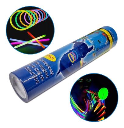 Imagem de Kit 100 Pulseira Neon Alto Brilho Fluorescente Festa Balada
