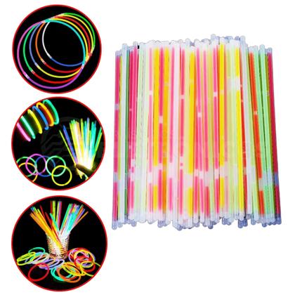 Imagem de Kit 100 Pulseiras Iluminação Neon Fluorescente Alta Qualidade XU1