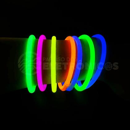 Imagem de Kit 100 Pulseiras Iluminação Neon Fluorescente Alta Qualidade XU1