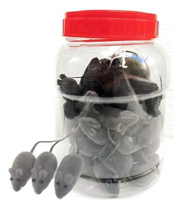 Imagem de Kit 100 Ratinhos com Apito Brinquedo Rato para Gato Atacado Petshop 