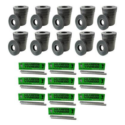 Imagem de Kit 100 rolos de fita para alceador + 5 caixas de grampo 6/4