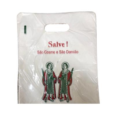 Imagem de Kit 100 Sacolas Plástica Branca 33x24  p/ São Cosme e Damião