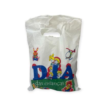 Imagem de Kit 100 Sacolinha Plástica Branca Dia das Crianças 30x20cm
