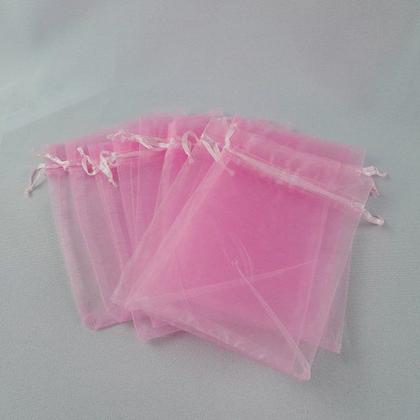 Imagem de Kit 100 Saquinho Saco Organza 09x12 Rosa Lembrancinha