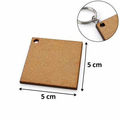 Imagem de kit 100 tag 5cm mdf 3mm artesanato placa chaveiro com furo
