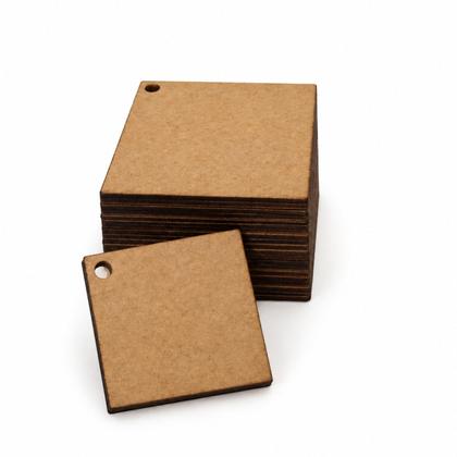 Imagem de kit 100 tag 5cm mdf 3mm artesanato placa chaveiro com furo