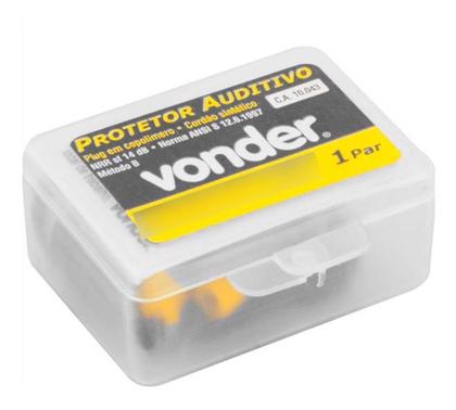 Imagem de Kit 100 unidade Protetor Auricular Tipo Plug C/ Cordão Vonder