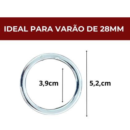 Imagem de Kit 100 unidades argola fina 28mm metalizada para cortina