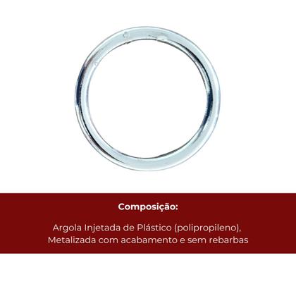 Imagem de Kit 100 unidades argola fina 28mm metalizada para cortina